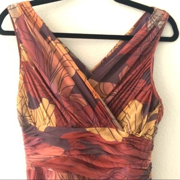 Sigrid Olsen Fan & Creased 100% Silk Dress Lined Floral Goddess Size 8 - Picture 5 of 7